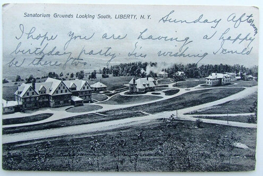 VINTAGE 1909 POSTCARD SANATORIUM GROUNDS LOOKING SOUTH LIBERTY NY