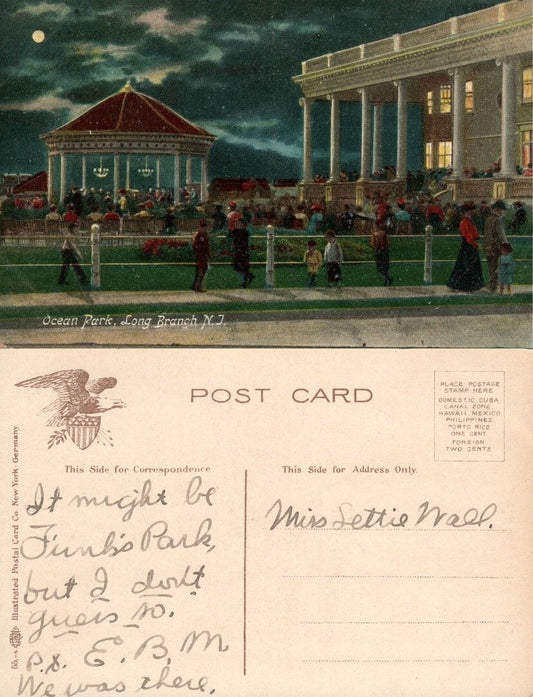 LONG BRANCH N.J. OCEAN PARK ANTIQUE POSTCARD