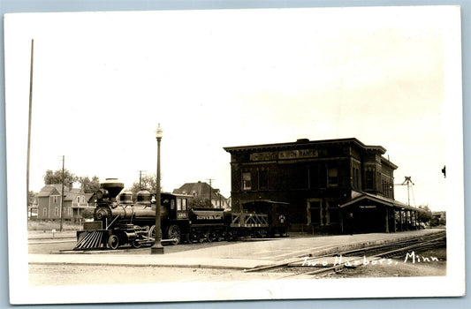 TWO HARBORS MN DULUTH & IRON RANGE TRAIN ANTIQUE REAL PHOTO POSTCARD RPPC