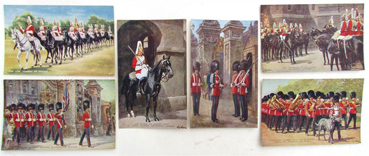 LOT of 6 BRITISH MILITARY UNIFORMS ANTIQUE POSTCARDS IRISH SCOTS