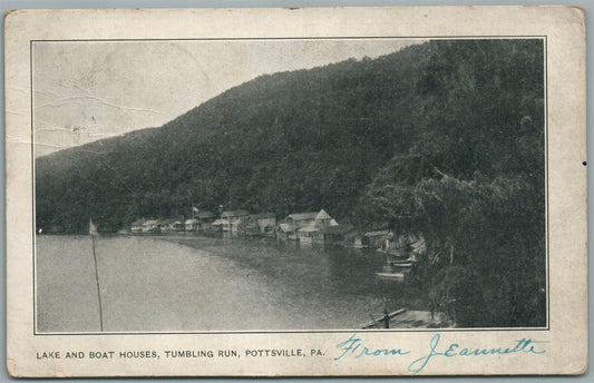 POTTSVILLE PA LAKE & BOAT HOUSES ANTIQUE POSTCARD