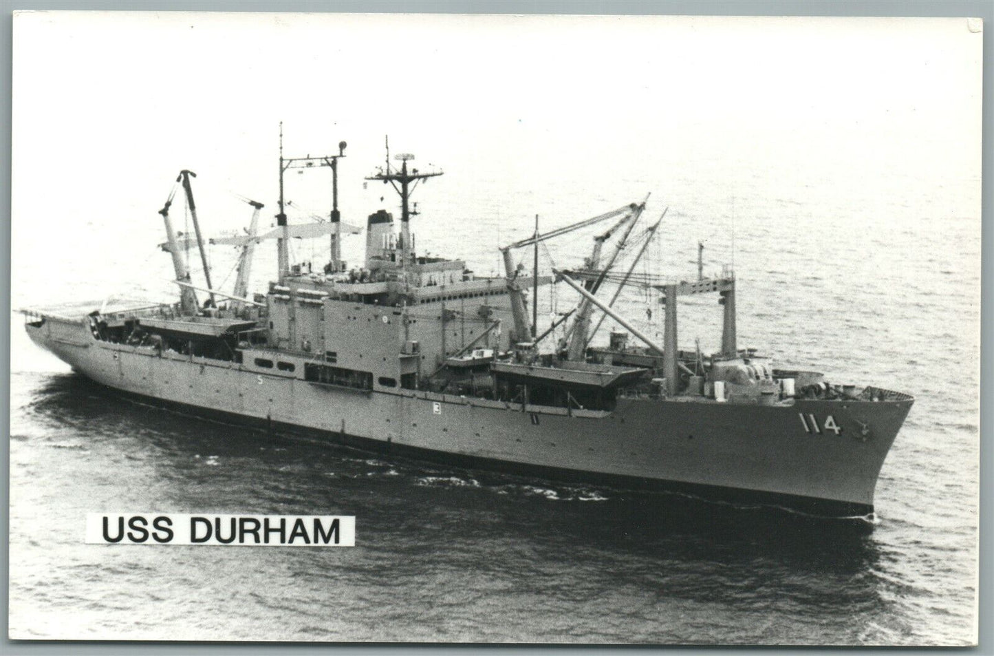 MILITARY SHIP USS DURHAM VINTAGE REAL PHOTO POSTCARD RPPC