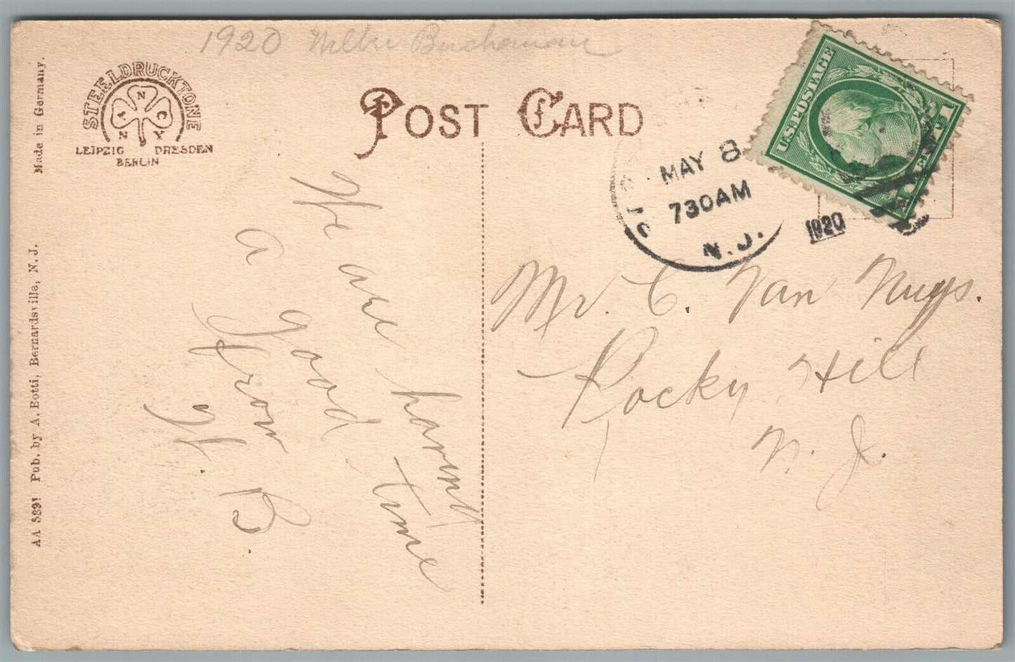 SWARTSWOOD NJ MONTE ALLEGRO ANTIQUE POSTCARD