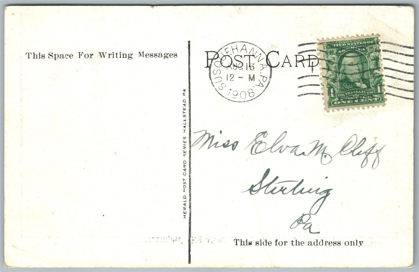 GULF SUMMIT CUT RAILROAD NEAR SUSQUEHANNA PA 1908 ANTIQUE POSTCARD
