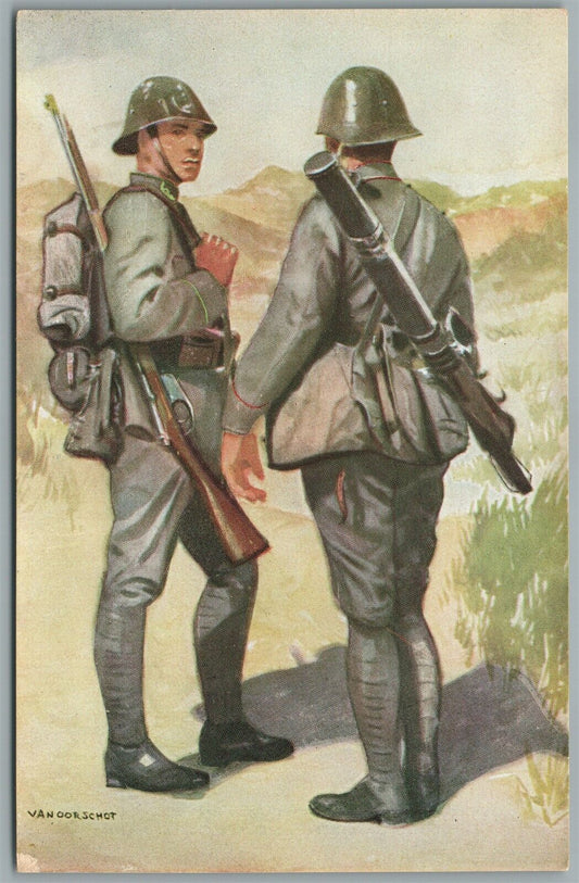 NETHERLANDS MILITARY ANTIQUE POSTCARD GRENADIERS EN JAGERS