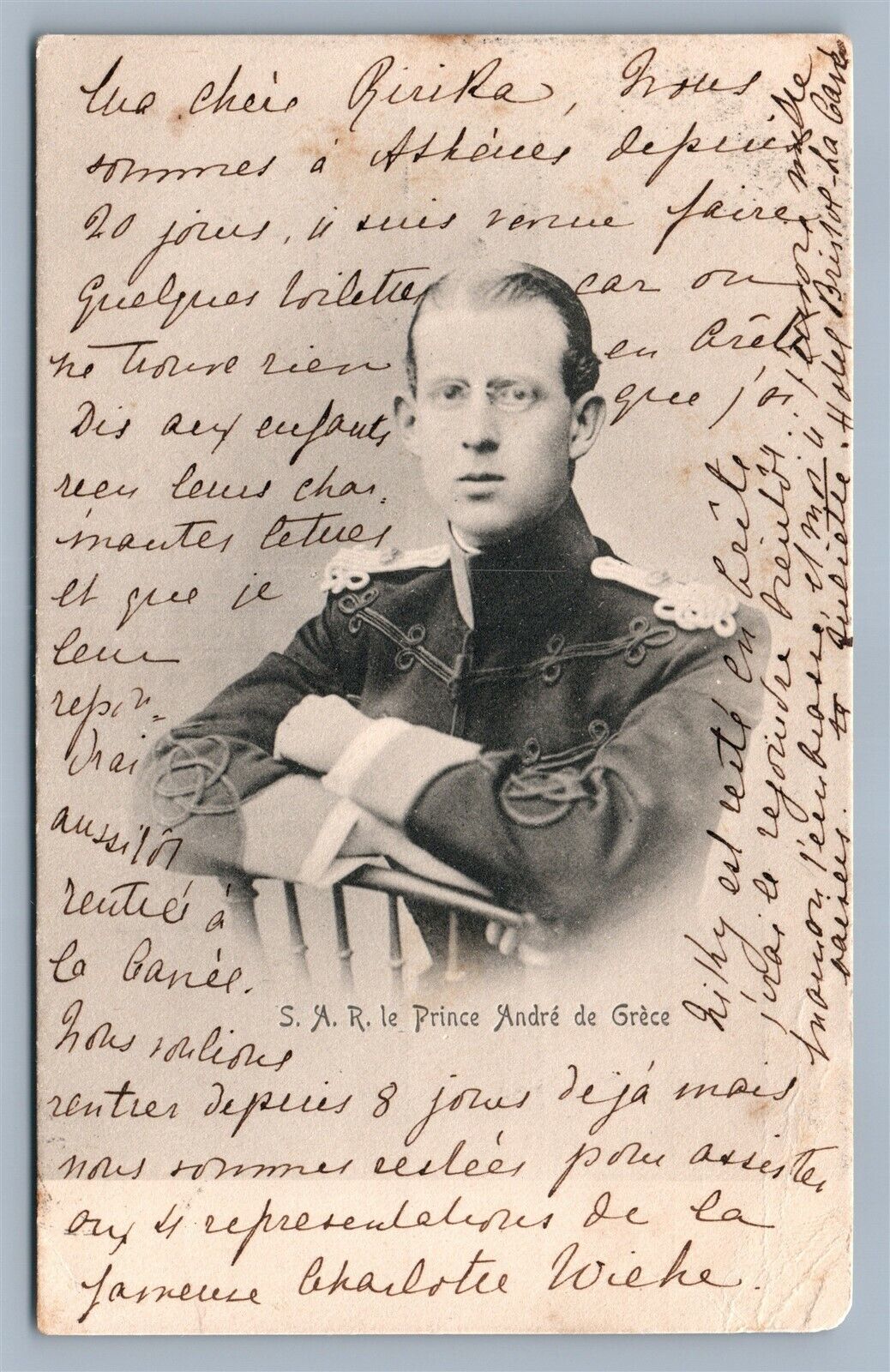 PRINCE ANDRE OF GREECE ANTIQUE POSTCARD w/ STAMP