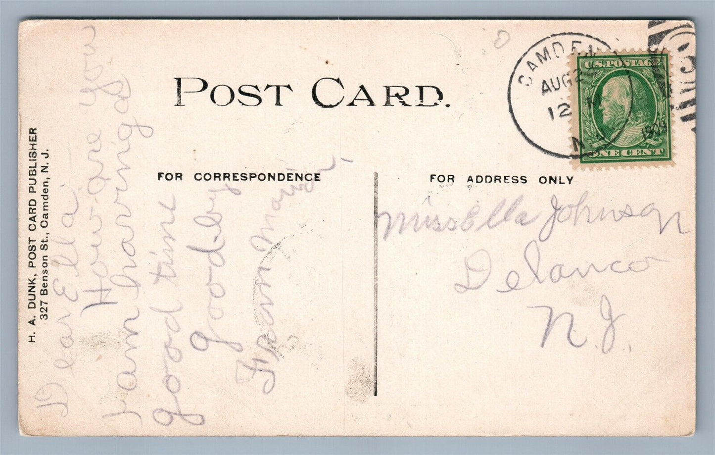 COLLINGSWOOD NJ BOATING ON LAKE KNIGHTS PARK ANTIQUE POSTCARD