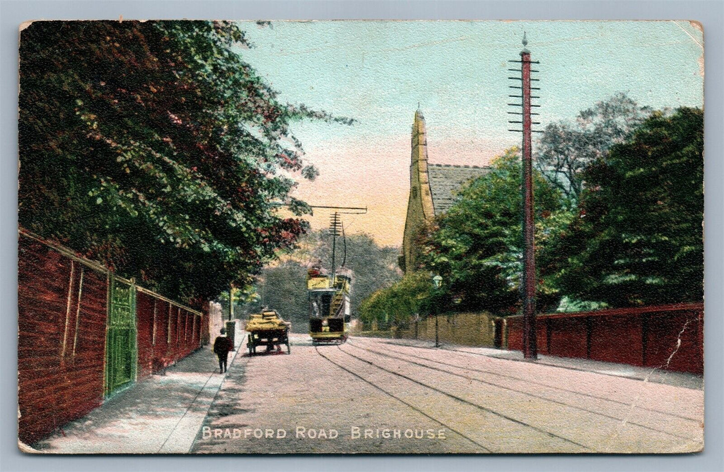 BRIGHOUSE ENGLAND BRADFORD ROAD ANTIQUE POSTCARD