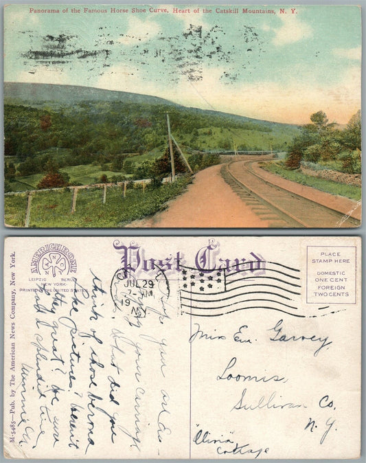 CATSKILL MOUNTAINS N.Y. HORSE SHOE CURVE ANTIQUE POSTCARD