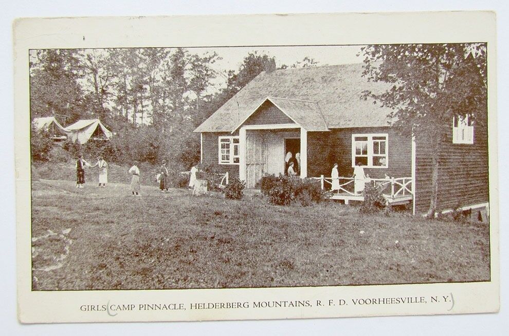 VINTAGE 1928 POSTCARD GIRLS CAMP PINNACLE HELDERBERG MTS R.F.D. VOORHEESVILLE NY