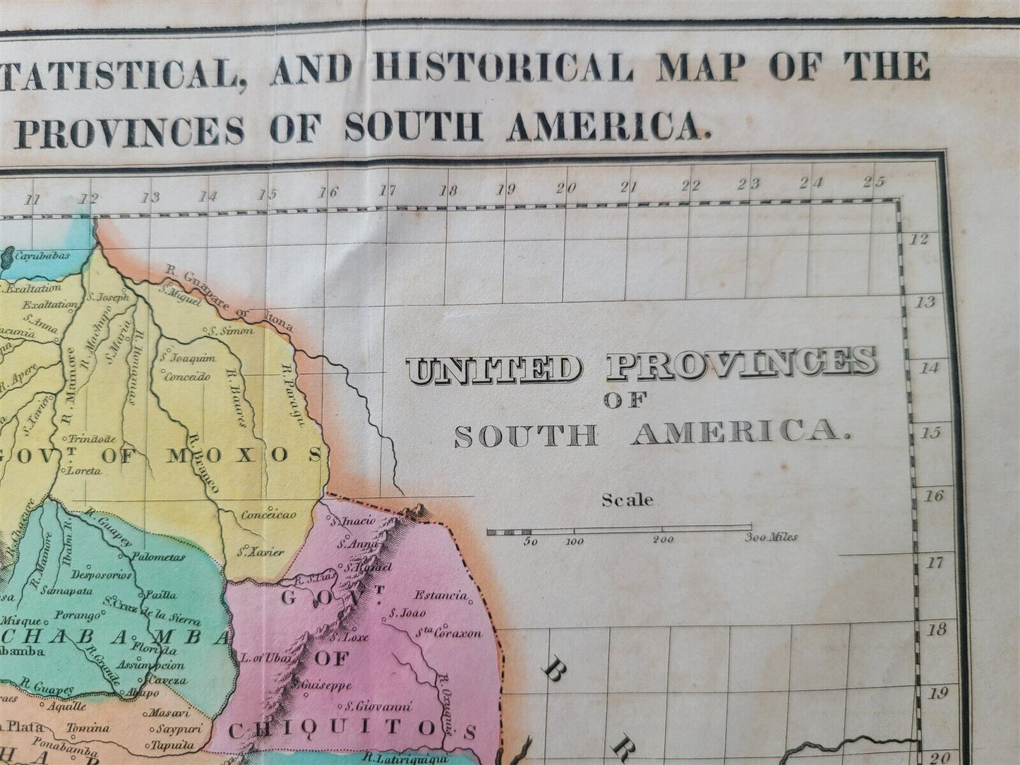 1822 MAP of UNITED PROVINCES of SOUTH AMERICA GEOGRAPHICAL HISTORICAL antique