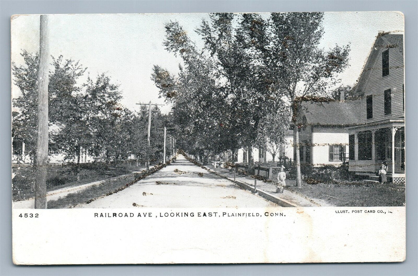 PLAINFIELD CT RAILROAD AVE. ANTIQUE POSTCARD