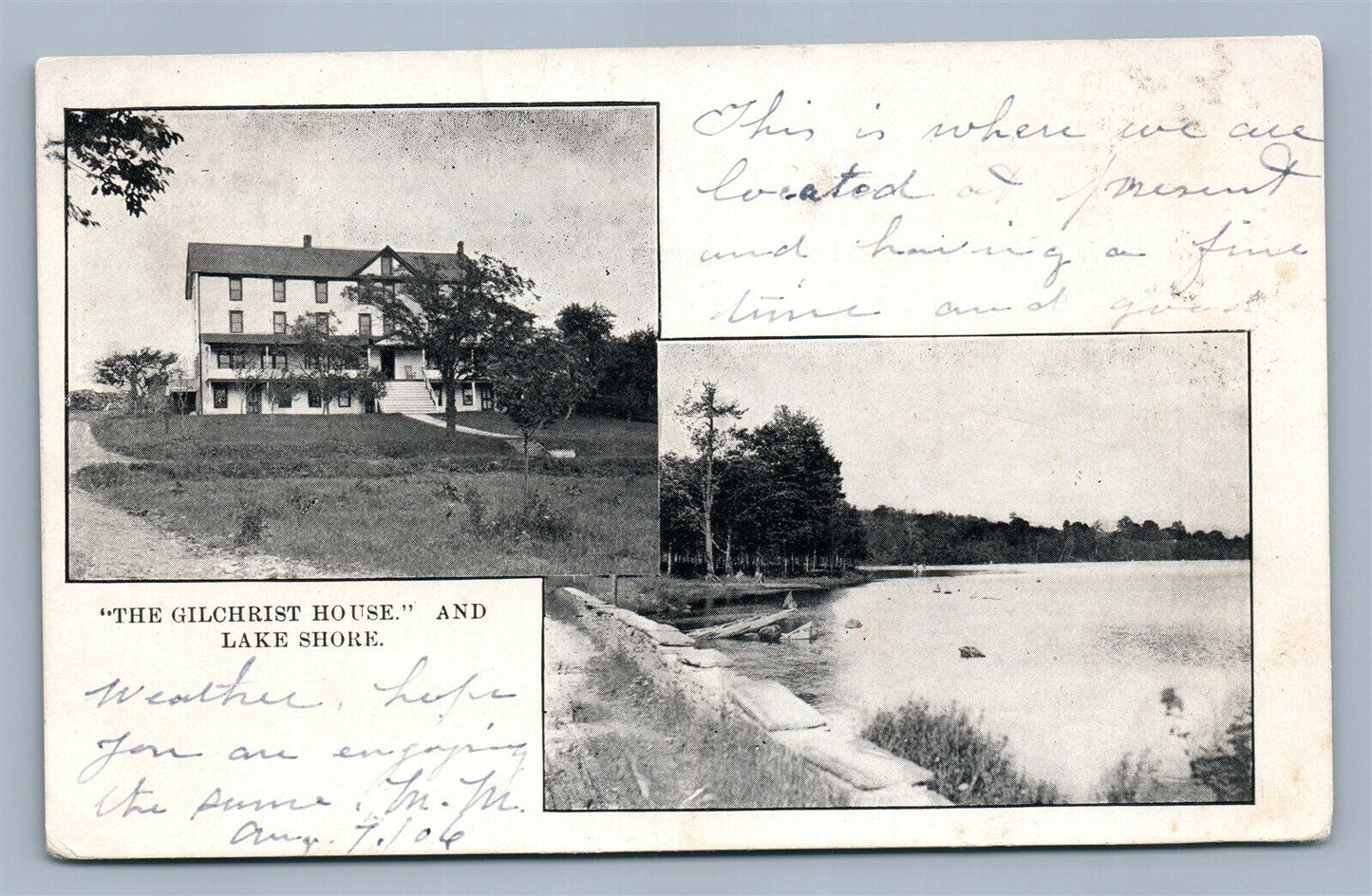 LAKE COM PA GILCHRIST HOUSE & LAKE SHORE ANTIQUE POSTCARD