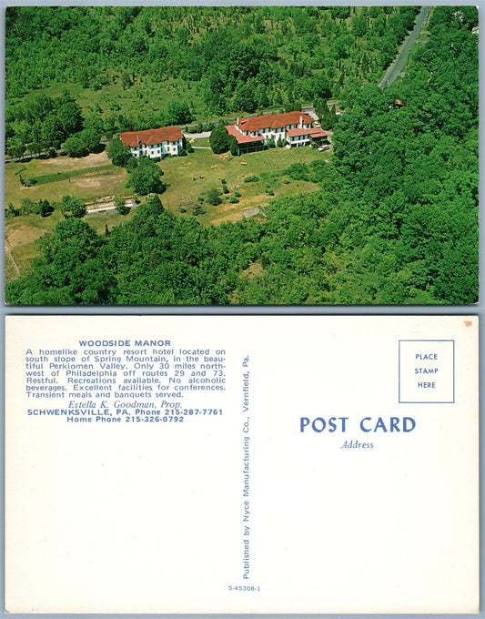 PERKIOMEN VALLEY PA WOODSIDE MANOR RESORT  VINTAGE POSTCARD