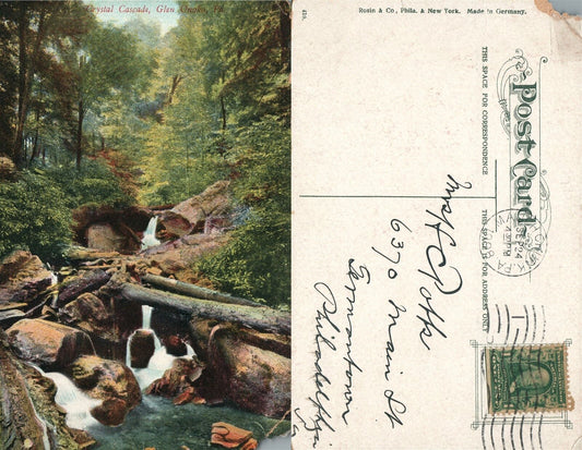 GLEN ONOKO PA CRYSTAL CASCADE 1908 ANTIQUE POSTCARD