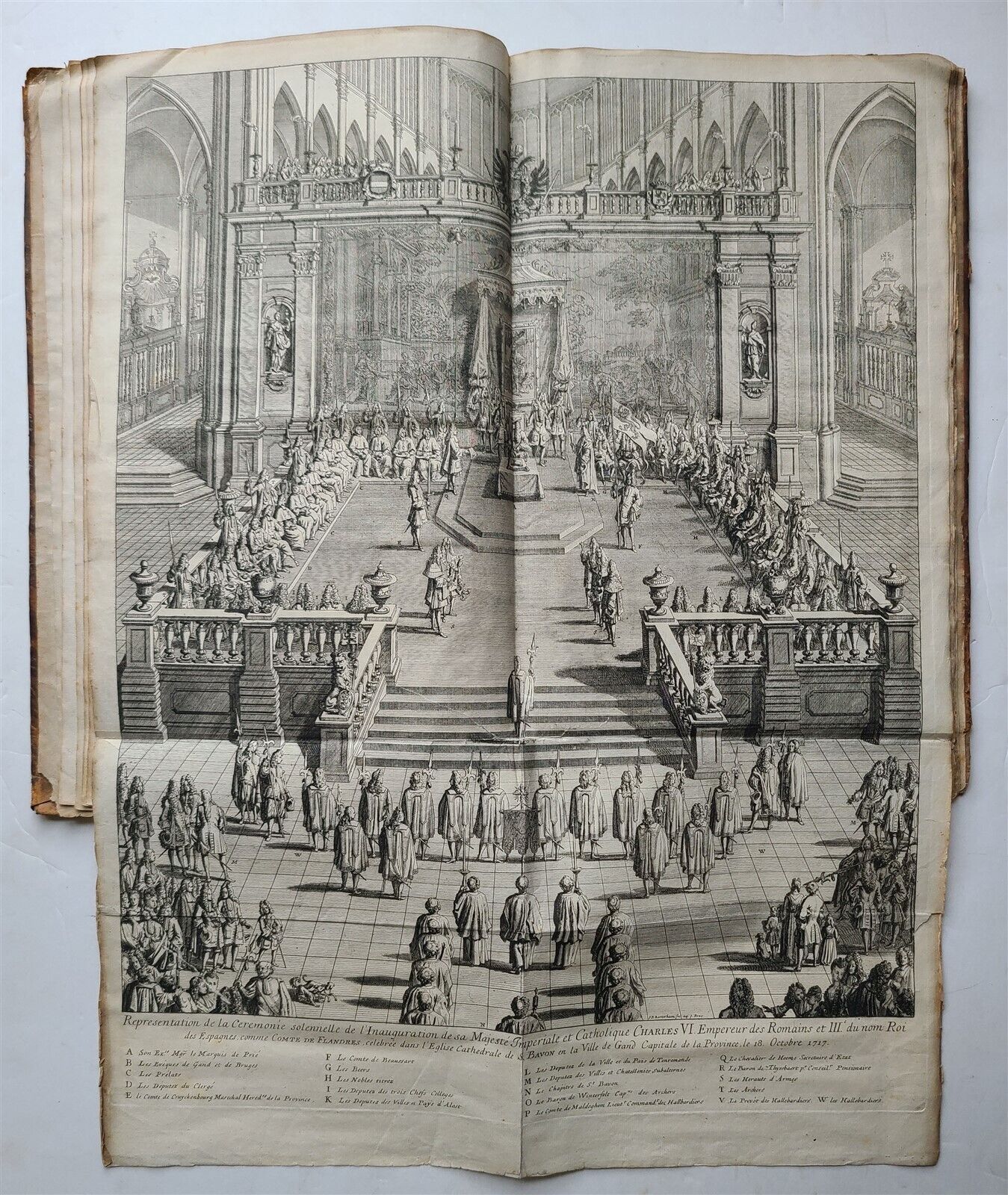 1719 CHARLES VI INAGUARATION LARGE FOLIO ILLUSTRATED w/ FOLD OUT PLATES antique