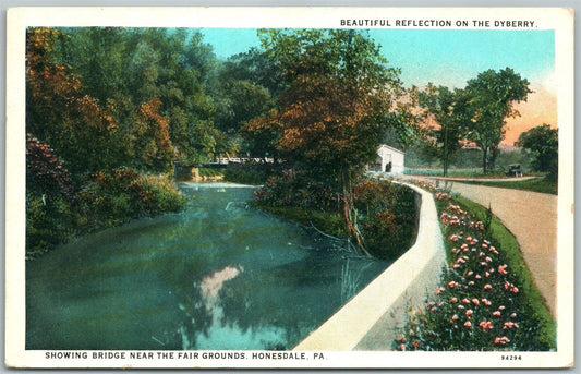 HONESDALE PA BRIDGE NEAR FAIRGROUNDS ANTIQUE POSTCARD