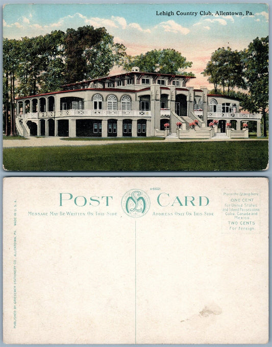 ALLENTOWN PA LEHIGH COUNTRY CLUB ANTIQUE POSTCARD