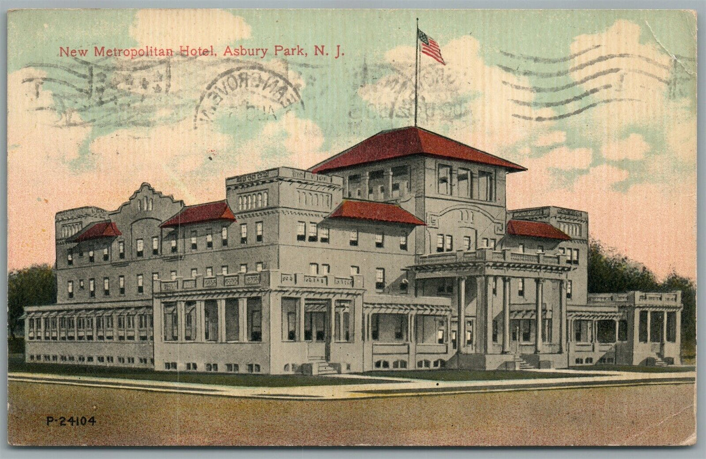 ASBURY PARK NJ NEW METROPOLITAN HOTEL ANTIQUE POSTCARD