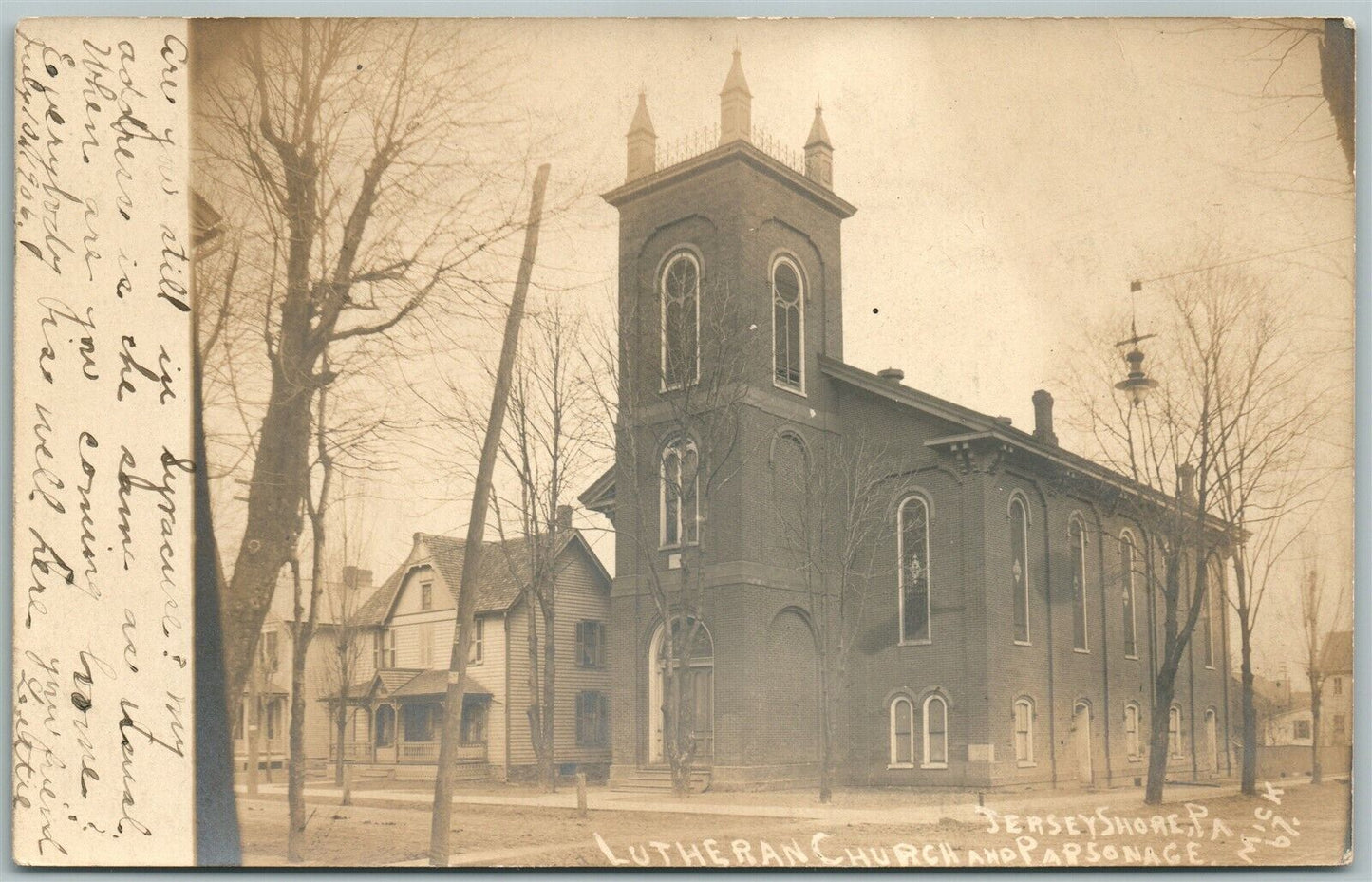 JERSEY SHORE PA LUTHERAN CHURCH ANTIQUE REAL PHOTO POSTCARD RPPC