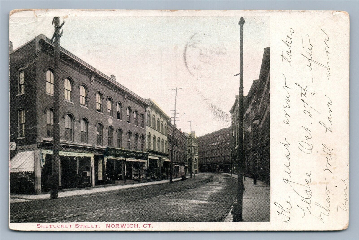 NORWICH CT SHETUCKET STREET ANTIQUE POSTCARD