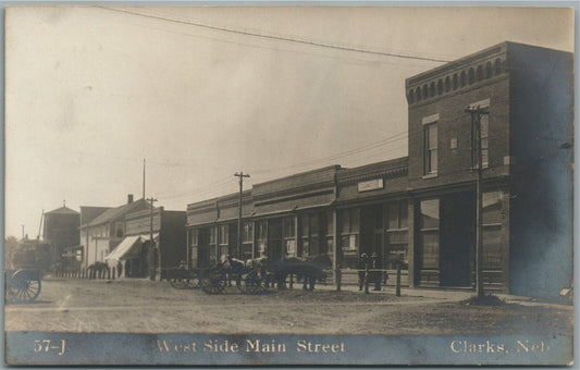 CLARKS NE WEST SIDE MAIN STREET ANTIQUE REAL PHOTO POSTCARD RPPC