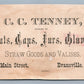 EVANSVILLE IN ANTIQUE VICTORIAN TRADE CARD C.C. TENNEY HATS FURS ADVERTISING