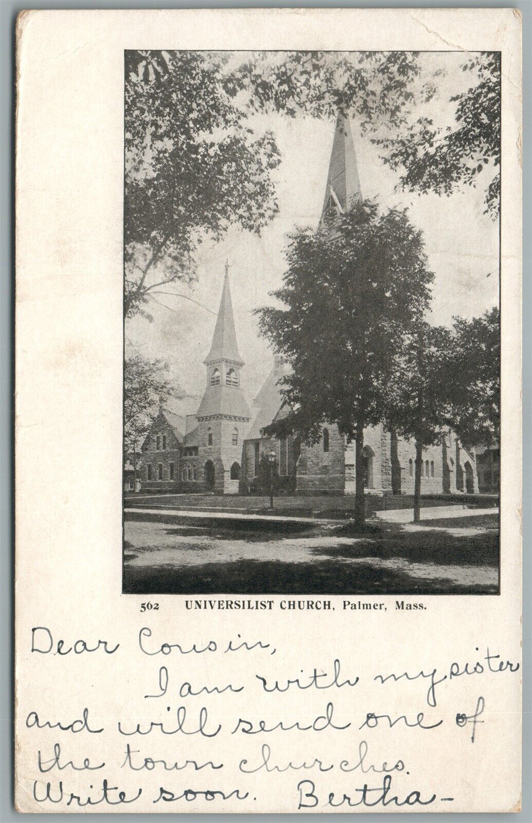PALMER MA UNIVERSILIST CHURCH ANTIQUE POSTCARD