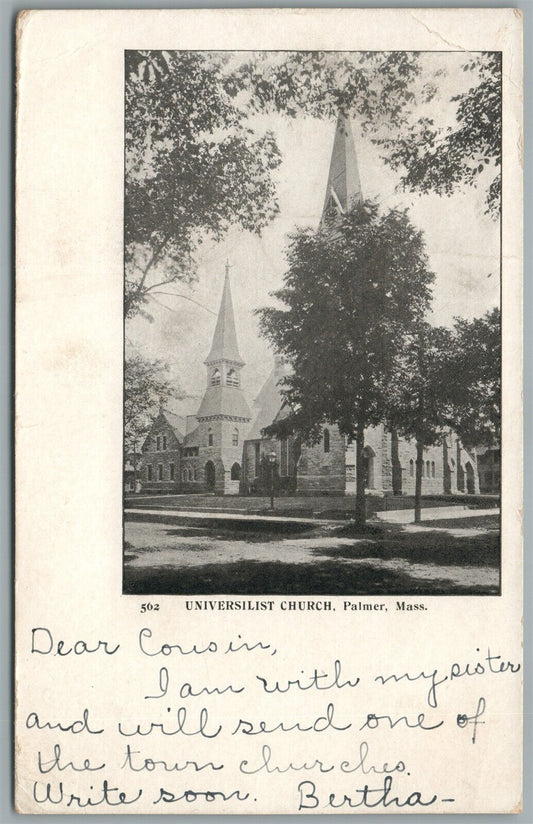 PALMER MA UNIVERSILIST CHURCH ANTIQUE POSTCARD