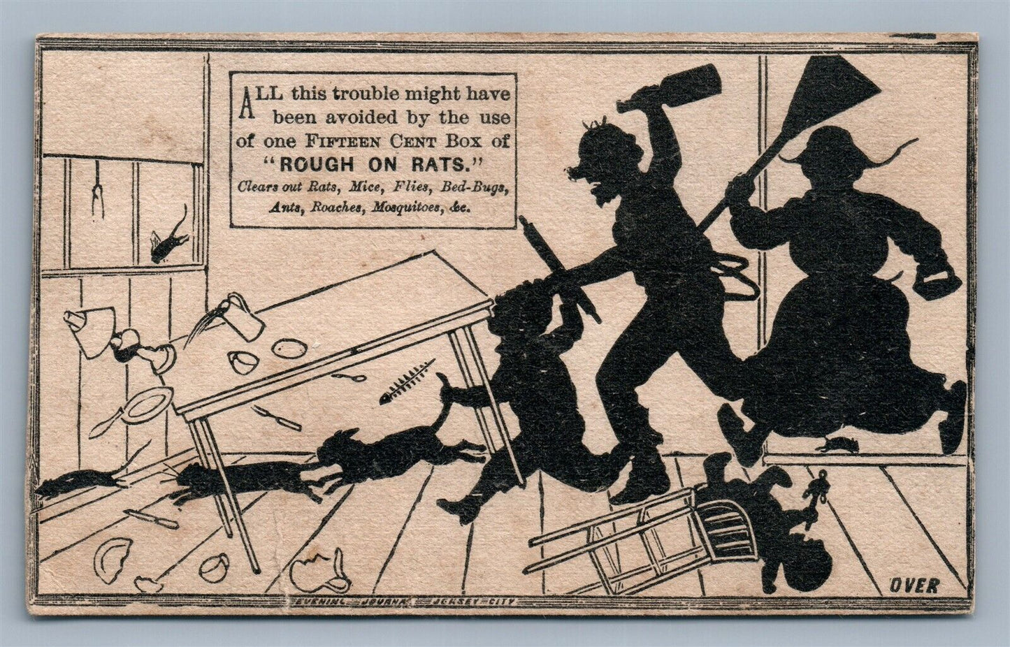 JERSEY CITY NJ ROUGH on RATS VICTORIAN TRADE CARD