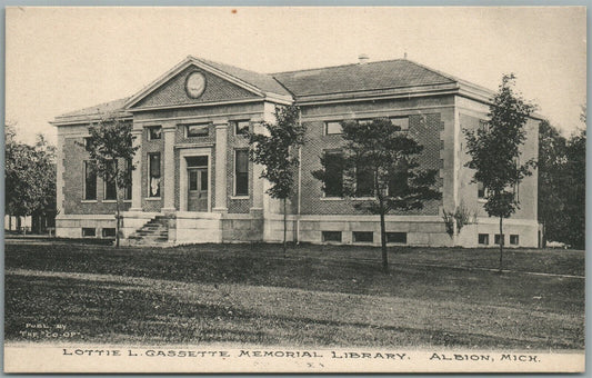 ALBION MI LIBRARY ANTIQUE POSTCARD