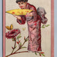 YORK PA ANTIQUE VICTORIAN TRADE CARD KRABER'S MILLINERY EMPORIUM ADVERTISING