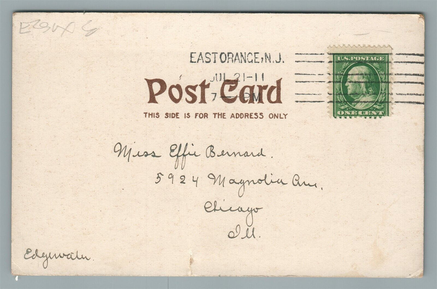 E.ORANGE NJ NASSAU SCHOOL ANTIQUE POSTCARD