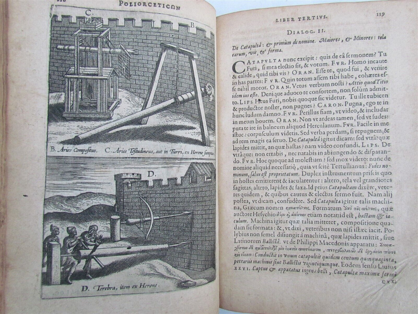 1599 WAR MACHINES ILLUSTRATED ANTIQUE Poliorceticon Siue de Machinis PLANTIN