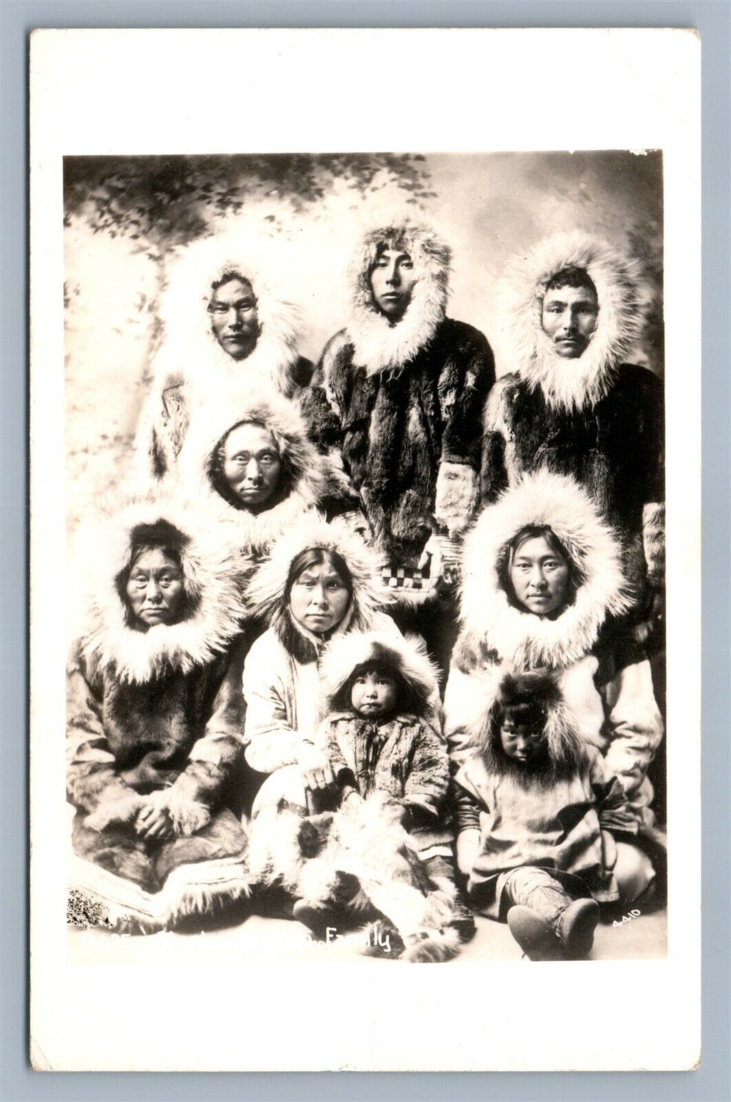 ESKIMO FAMILY VINTAGE REAL PHOTO POSTCARD RPPC ALASKA