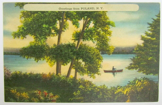 VINTAGE 1941 POSTCARD - GREETINGS FROM POLAND N.Y.