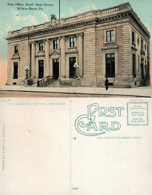 WILKES-BARRE PA POST OFFICE SOUTH MAIN STREET ANTIQUE POSTCARD