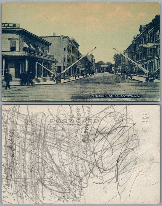 CANASTOTA N.Y. PETERBORO STREET ANTIQUE POSTCARD