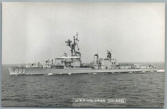 MILITARY SHIP USS WALDRON VINTAGE REAL PHOTO POSTCARD RPPC