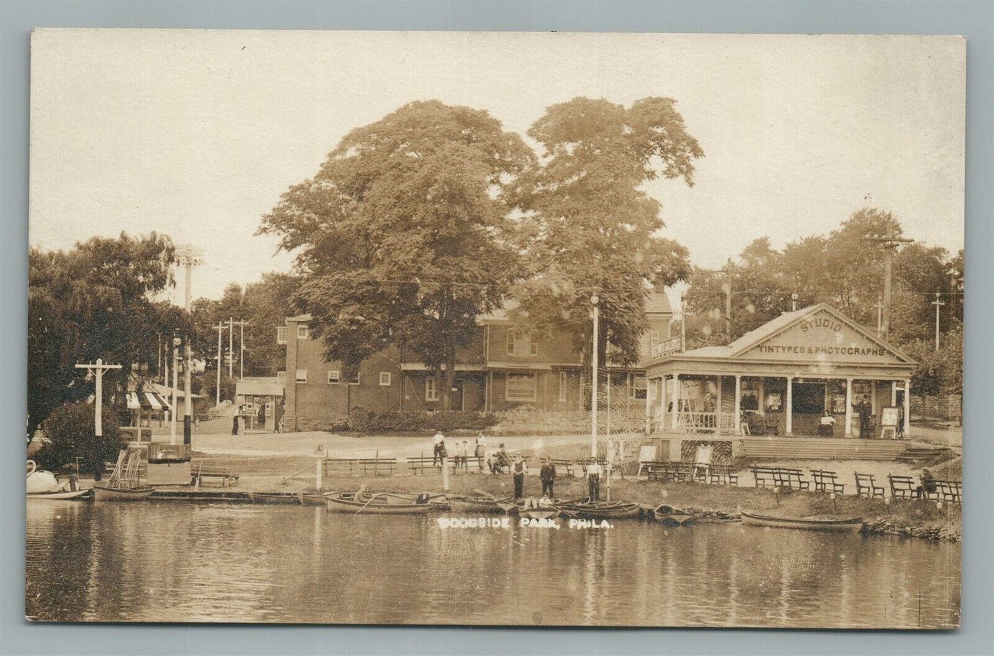 PHILADELPHIA WOODSIDE PARK PA ANTIQUE REAL PHOTO POSTCARD RPPC J. McLAUGHLAN