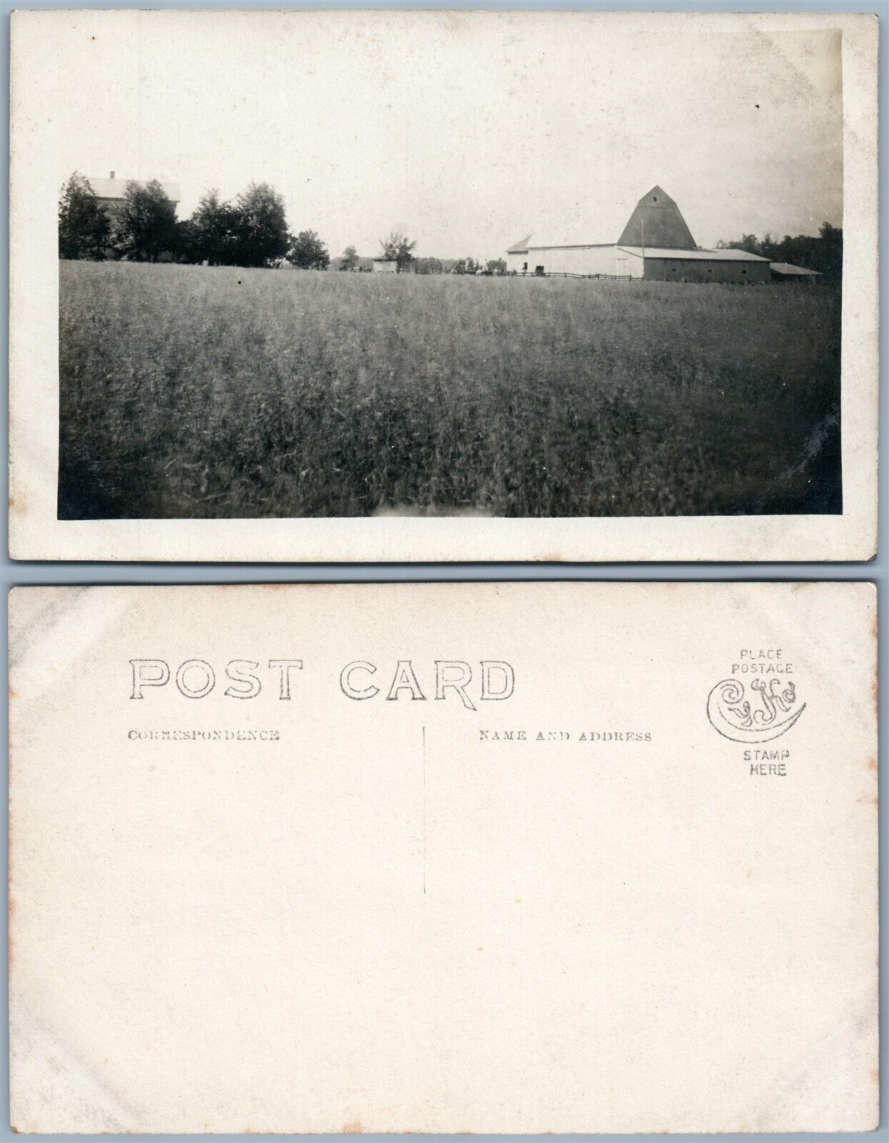 FARM SCENE ANTIQUE REAL PHOTO POSTCARD RPPC