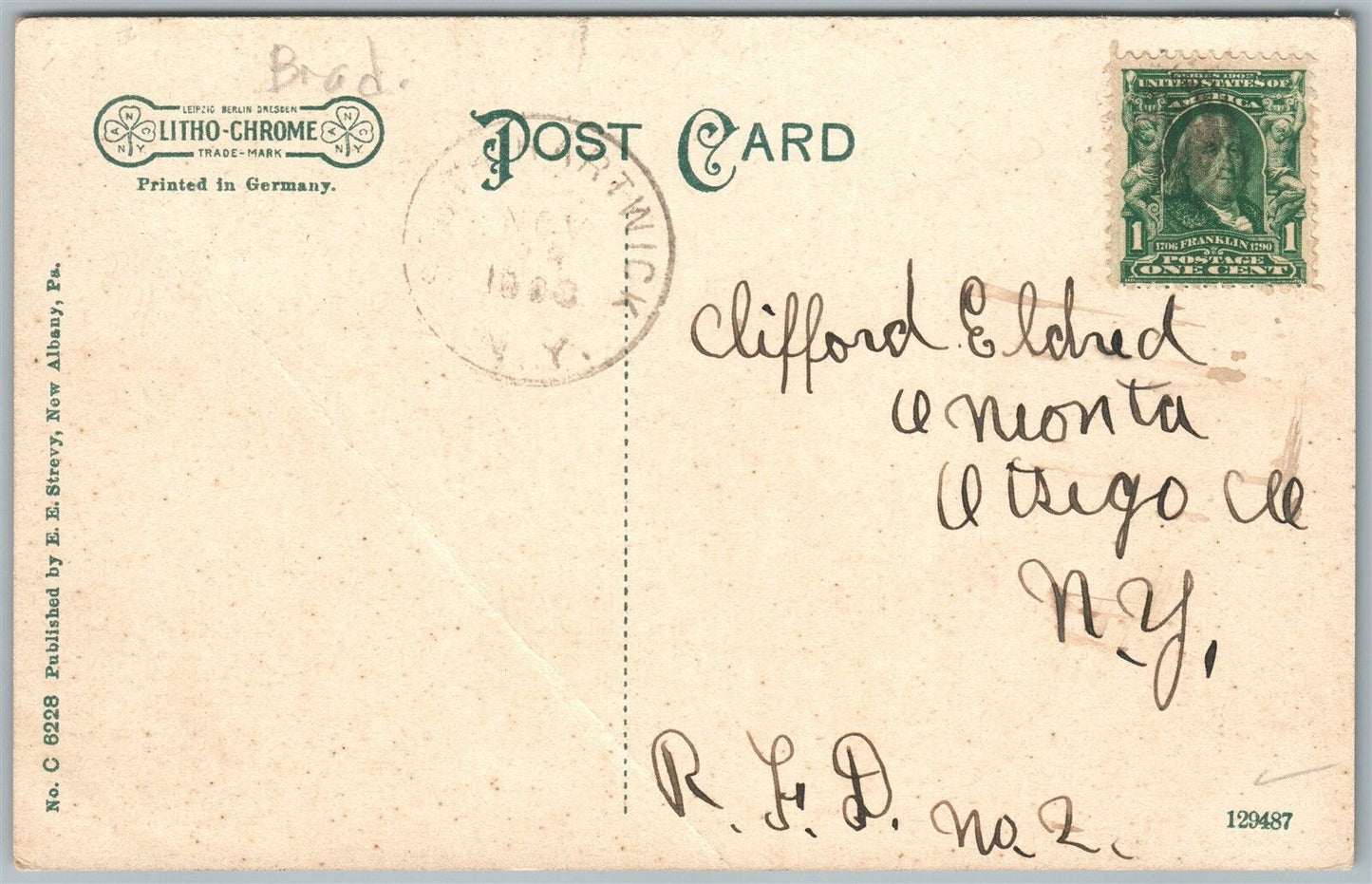 NEW ALBANY PA FRONT STREET ANTIQUE POSTCARD