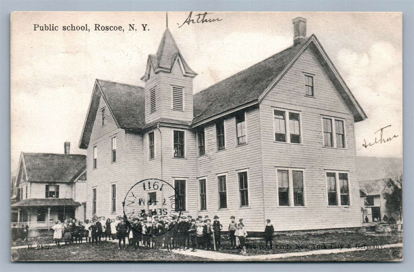 ROSCOE NY PUBLIC SCHOOL ANTIQUE POSTCARD