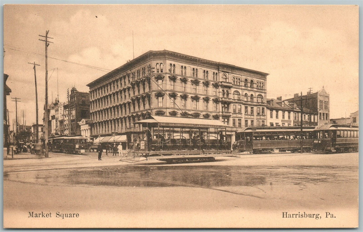 HARRISBURG PA MARKET SQUARE UNDIVIDED ANTIQUE POSTCARD