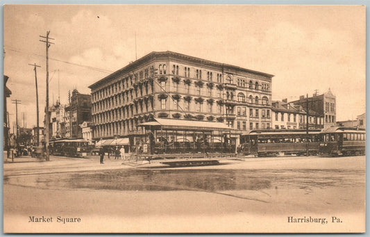 HARRISBURG PA MARKET SQUARE UNDIVIDED ANTIQUE POSTCARD