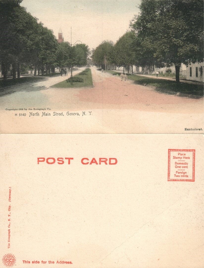 GENEVA N.Y. NORTH MAIN STREET UNDIVIDED ANTIQUE POSTCARD