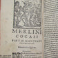 1585 ILLUSTRATED MACARONIC POETRY MERLINI COCAII antique 16th CENTURY