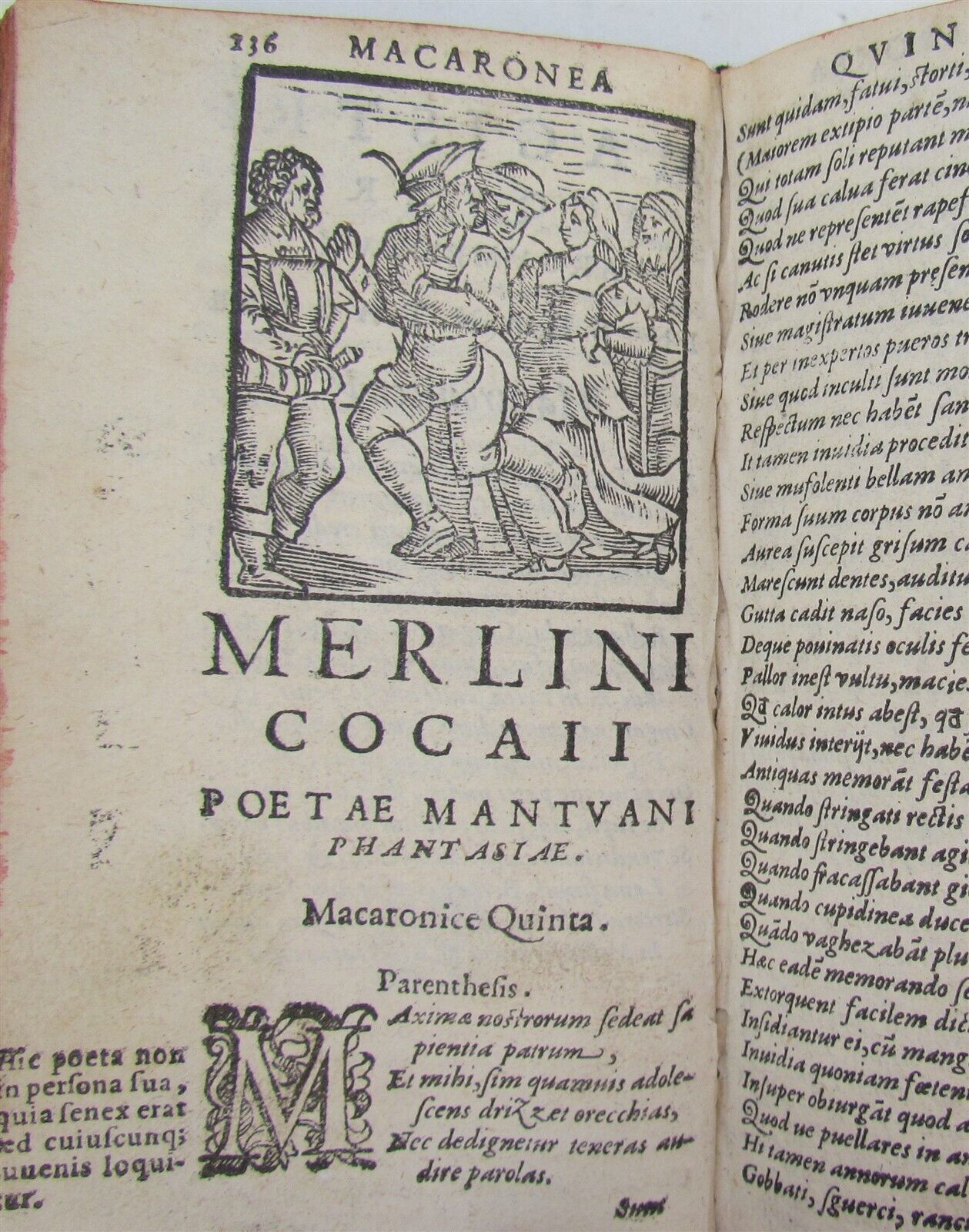 1585 ILLUSTRATED MACARONIC POETRY MERLINI COCAII antique 16th CENTURY