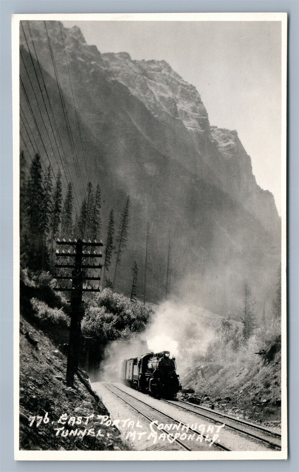 MT. MACDONALD CONNAUGHT TUNNEL TRAIN ANTIQUE REAL PHOTO POSTCARD RPPC railway