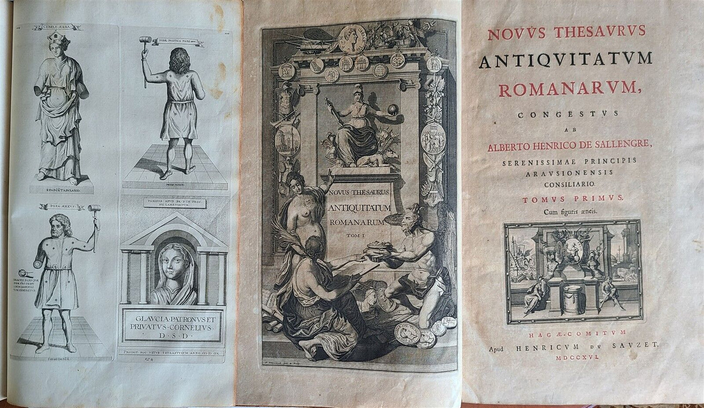 1716 ROMAN ANTIQUITIES ILLUSTRATED 3 VOLS Thesaurus Antiquitatum antique FOLIO